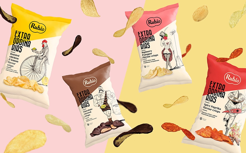 薯片包裝設(shè)計(jì)，休閑食品系列插畫包裝設(shè)計(jì)