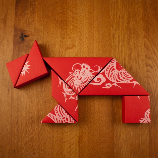 春節(jié)禮品盒包裝設(shè)計(jì)，新年七巧板的妙用