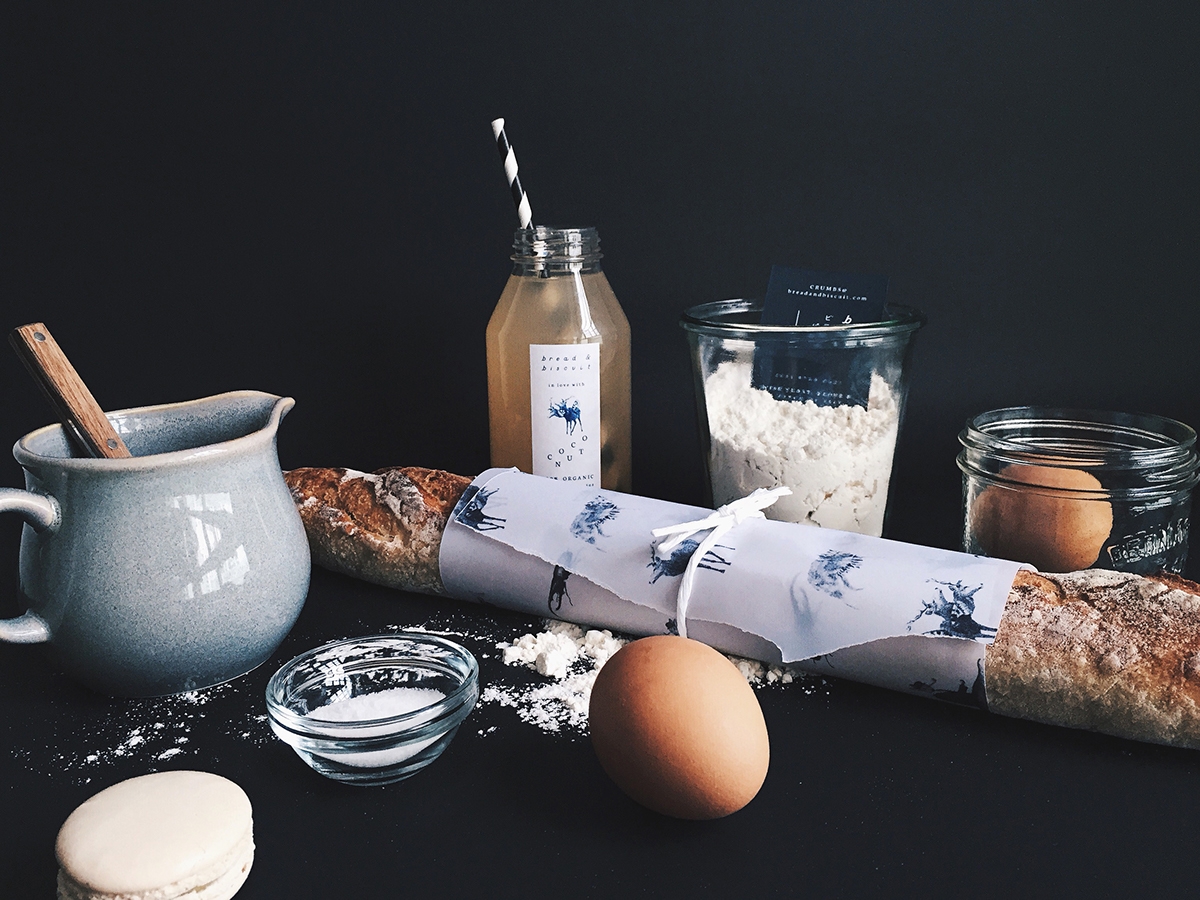 概念化早餐，面包與餅干食品飲料包裝設計