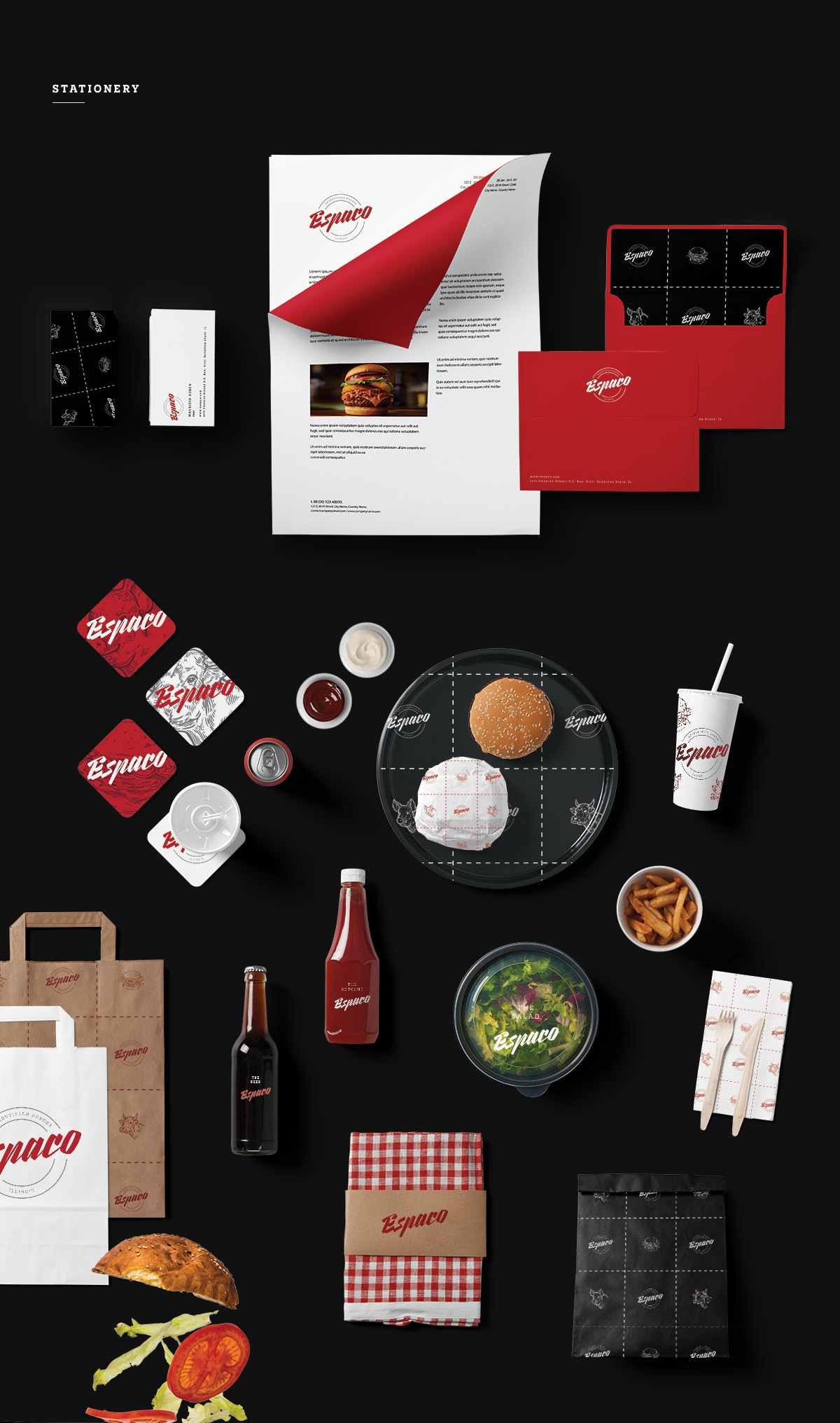 Espaco漢堡、薯條和飲料西餐店品牌包裝設計