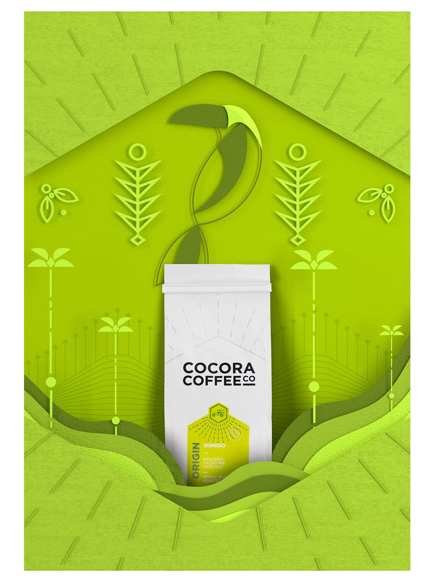 為一個咖啡杯，一個街角咖啡店，做整體的品牌包裝設計